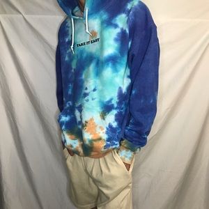 Take it easy blue and orange tie dye hoodie